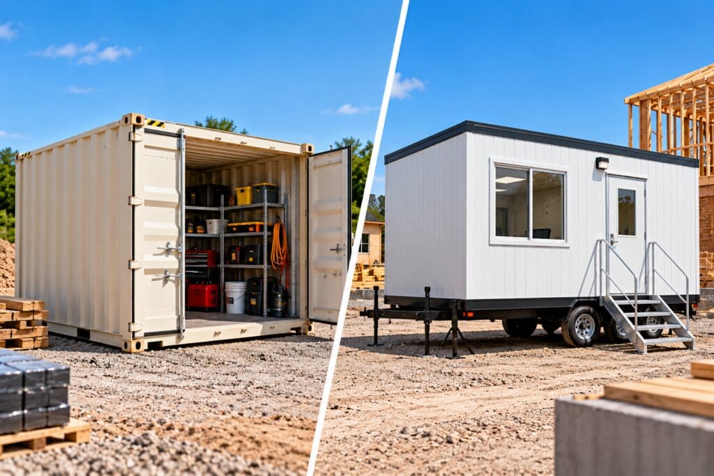 Office Trailer Rental vs Storage Container